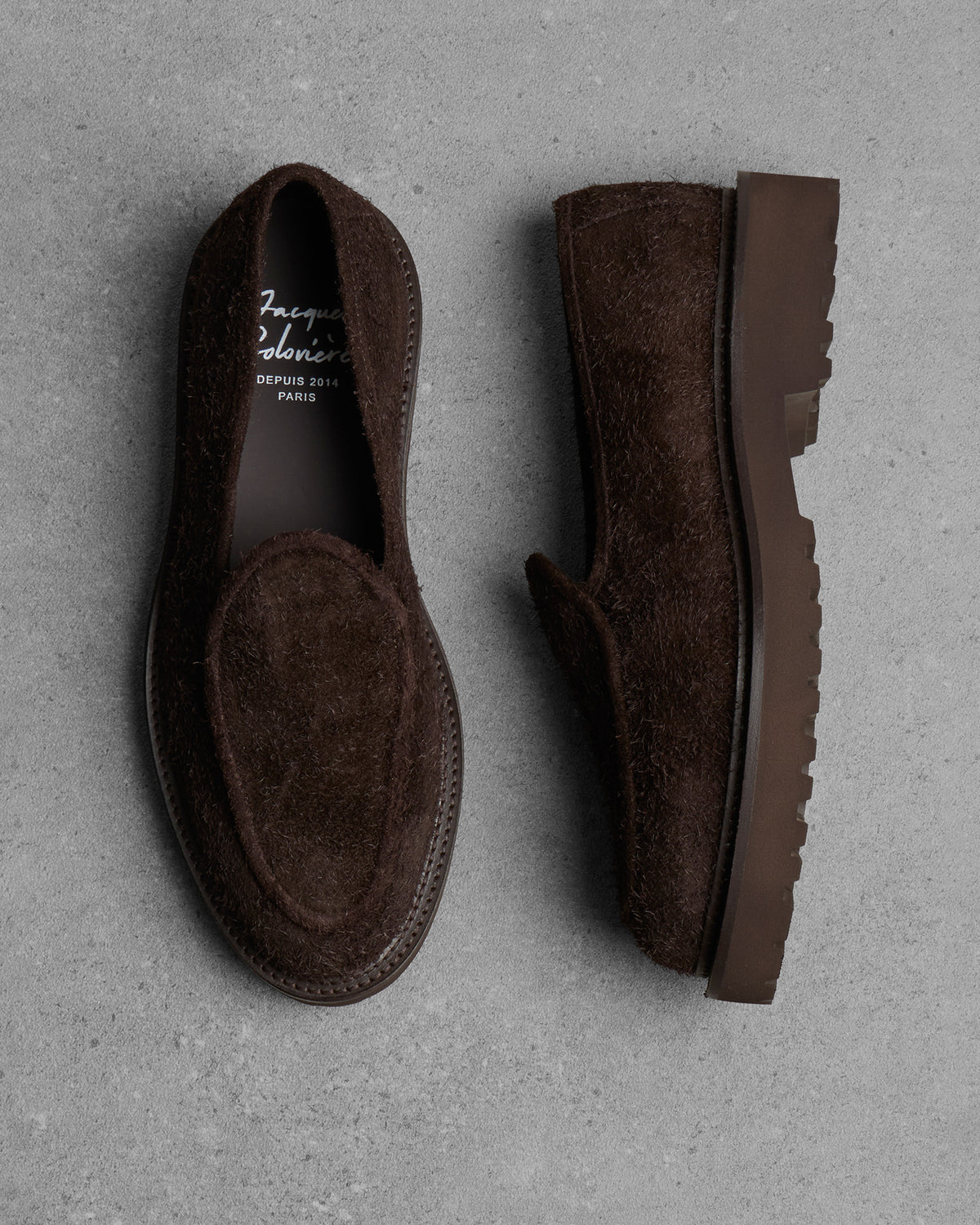 Jacques Soloviere Moli Distressed Suede Lug Loafer
