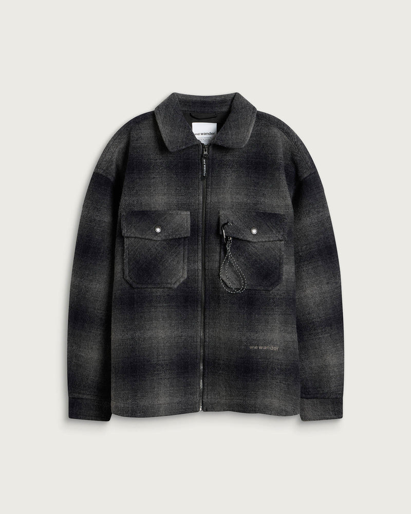 and Wander Wool Shaggy Check Zip Jacket