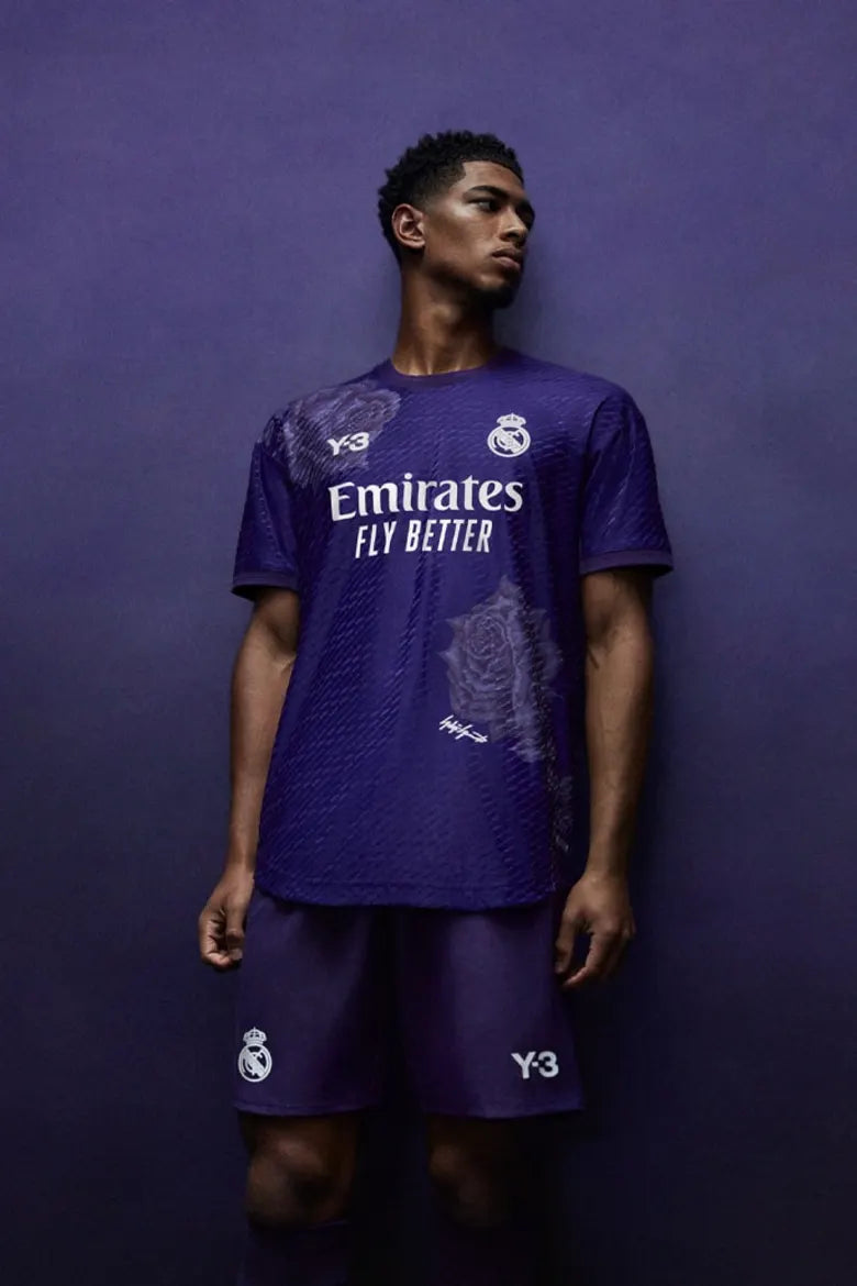 Jude Bellingham wearing a football jersey from the Juventus x Y-3 collaboration.