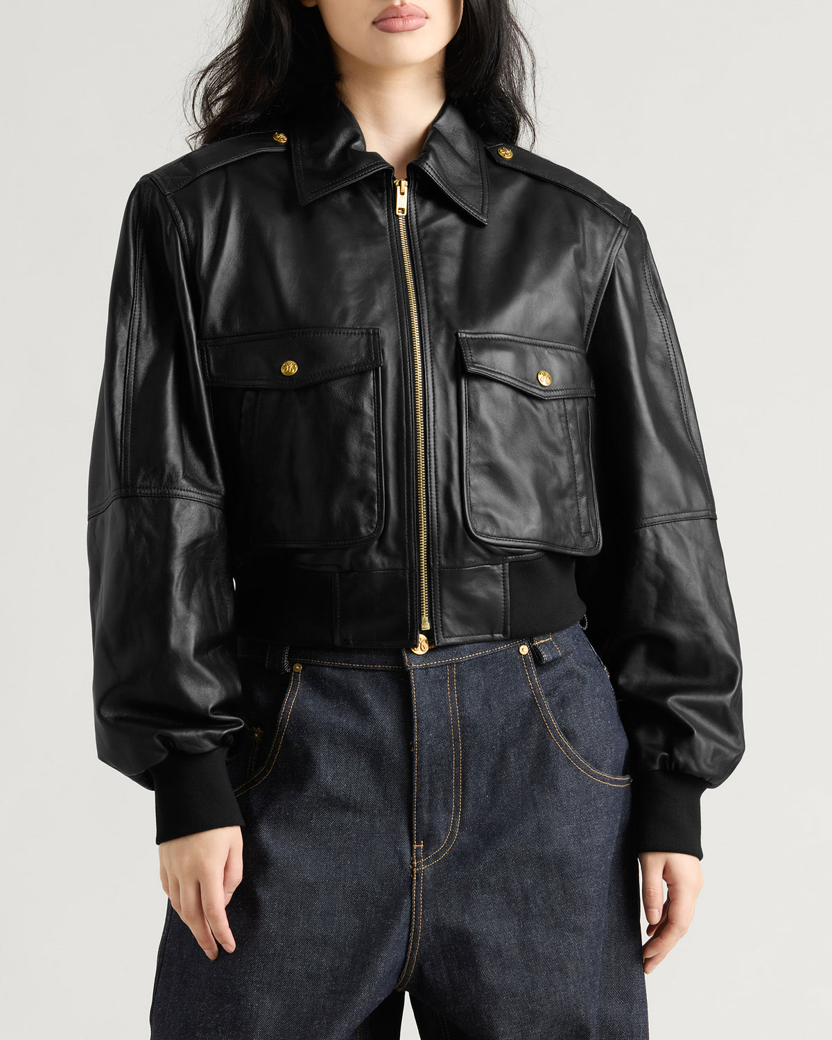 Willy Chavarria Cropped Leather Jacket