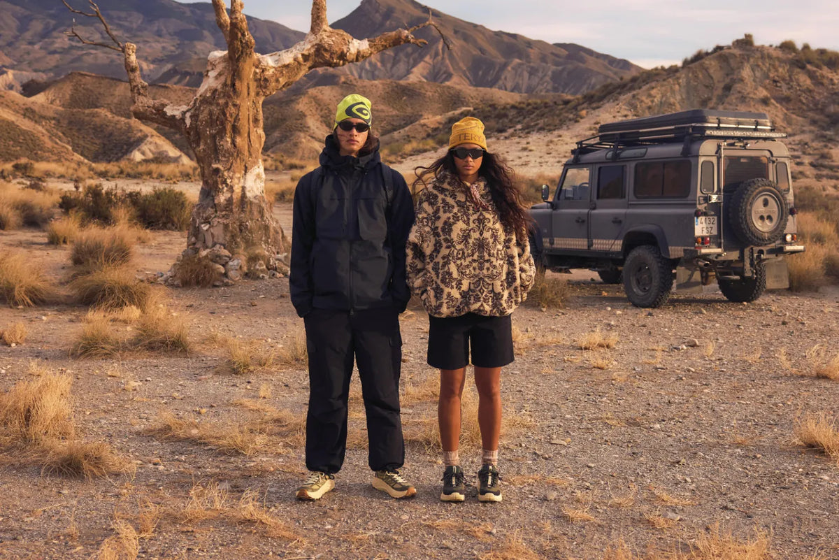 The END. x HOKA 'Overland' clothing photoshoot in a desert.