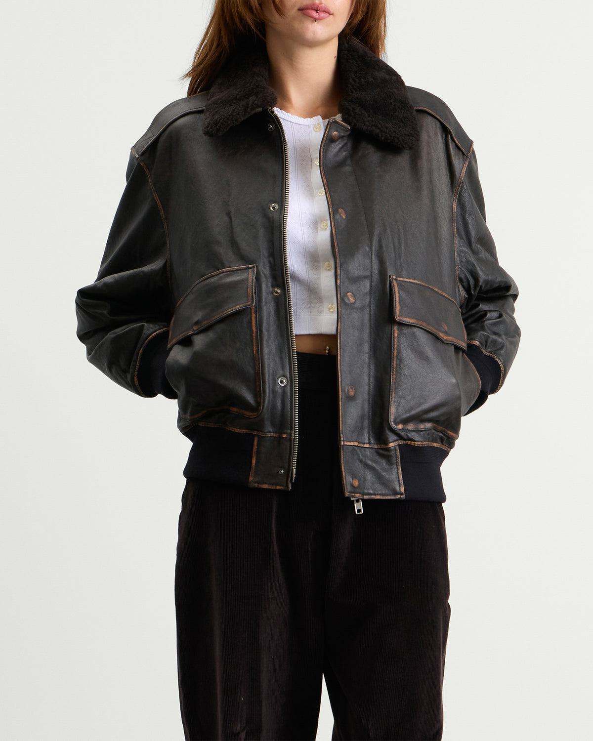 Dunst Detachable A-2 Leather Blouson