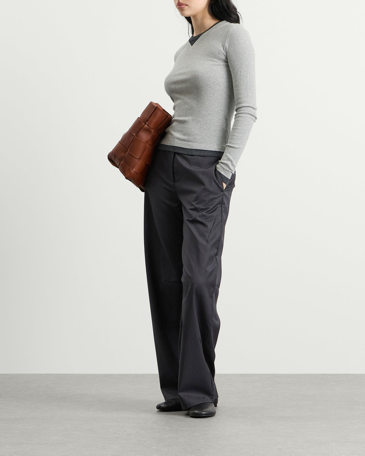St. Agni Organic Cotton V-Neck Long Sleeve Top