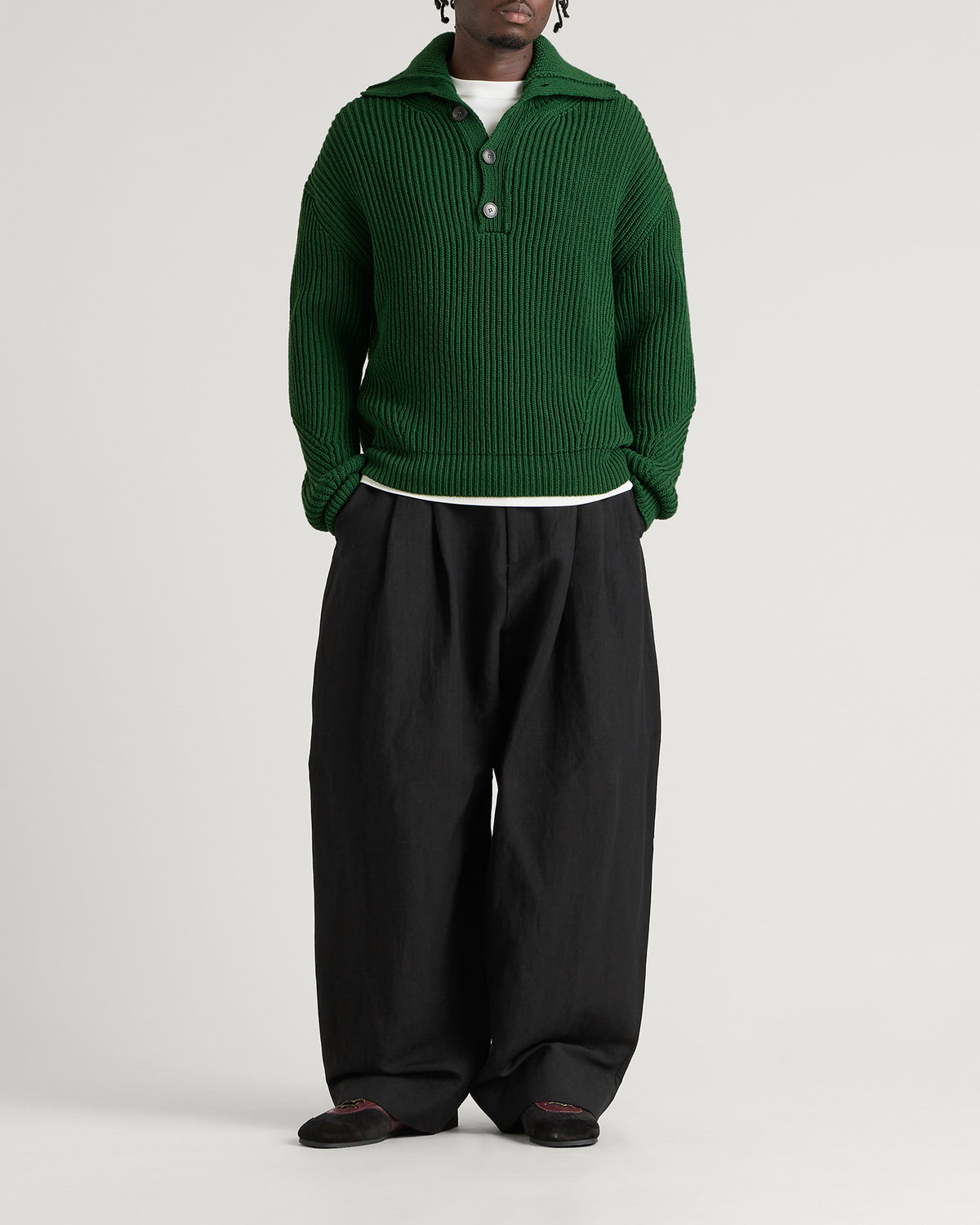 Dries Van Noten Mallawi Ribbed Polo Jumper