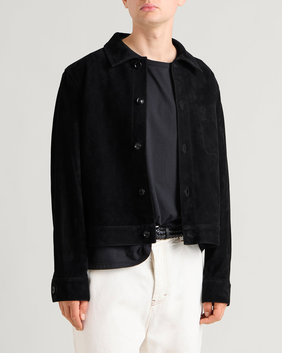 AMI Paris Suede Jacket With Embossed ADC