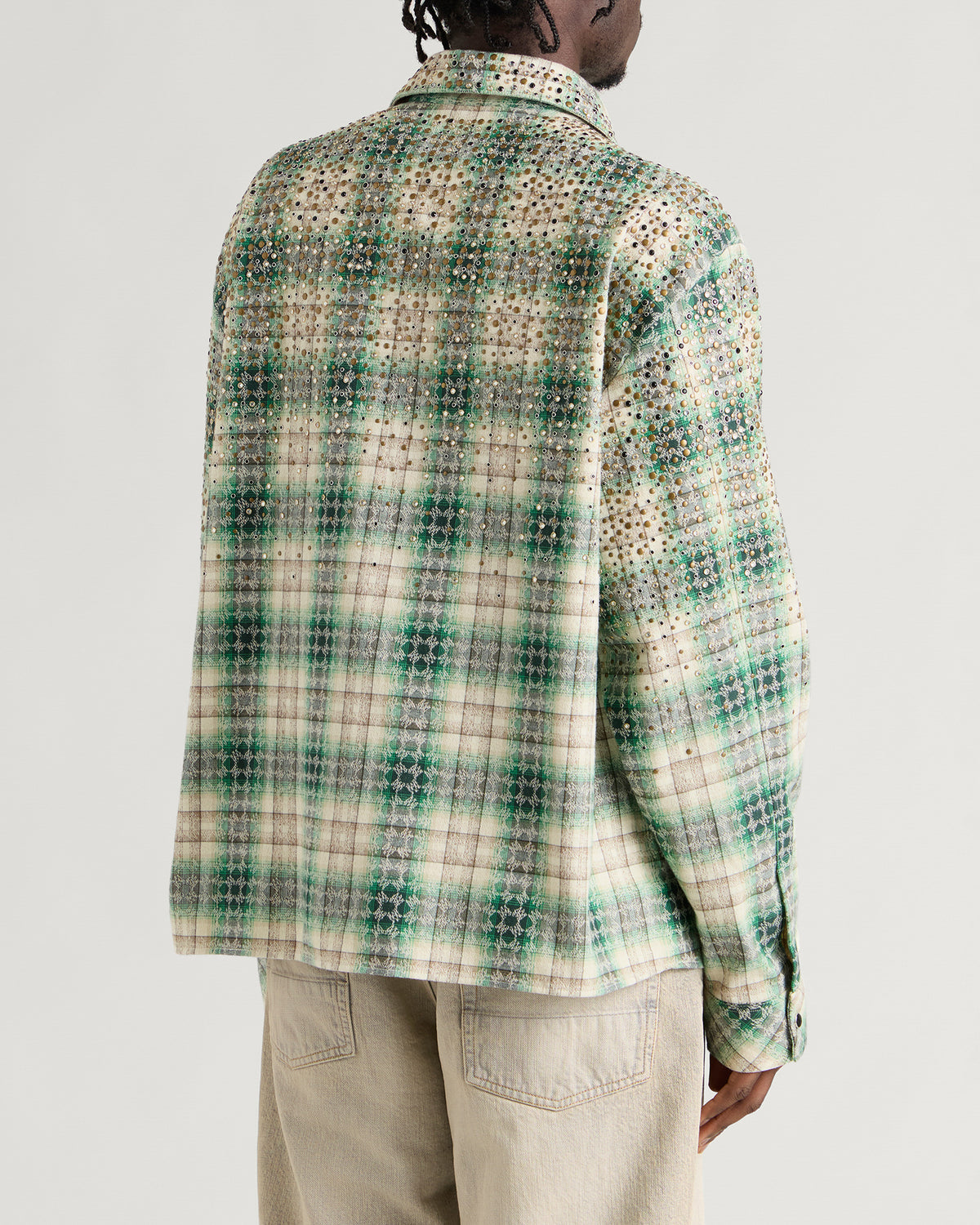 Amiri Crystal Studded Western Flannel