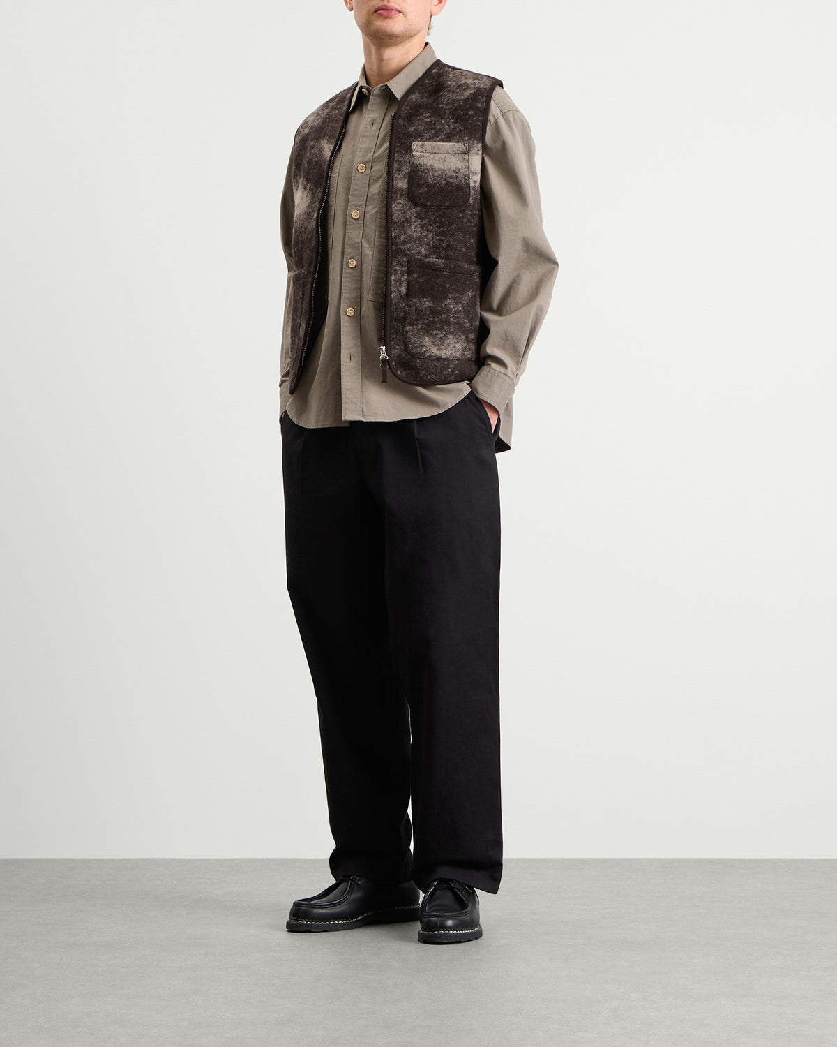 Universal Works Cloud Camo Knit Zip Gilet
