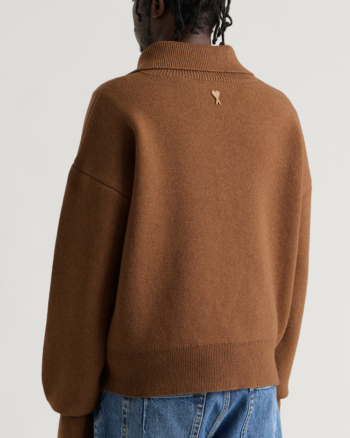AMI Paris Compact Wool Buttoned Collar Jumper