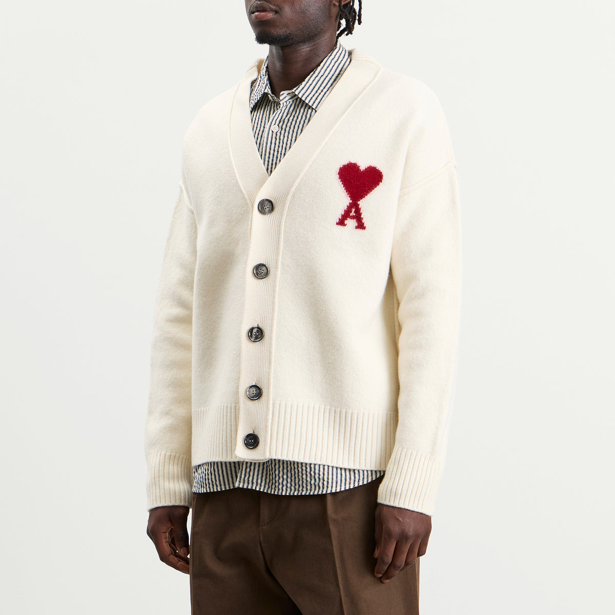AMI Paris Cardigan With Contrasted Ami De Coeur