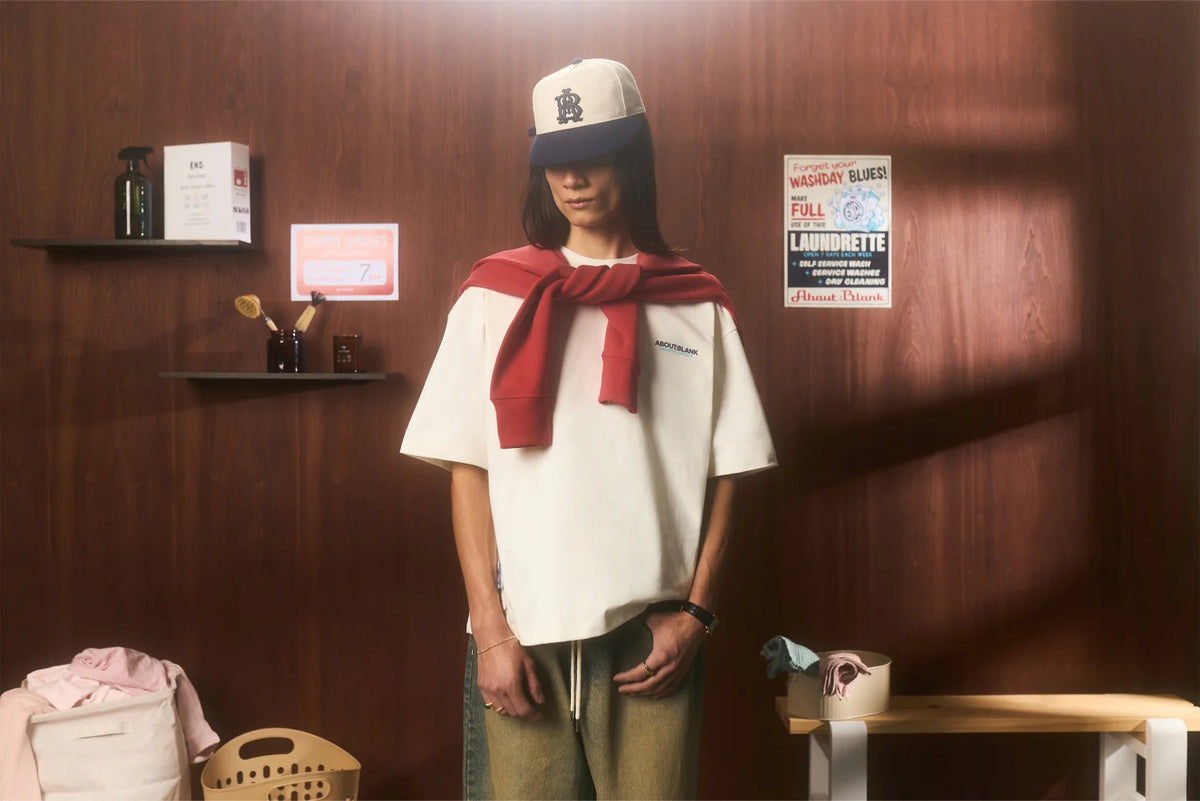 Man wearing about:blank clothing