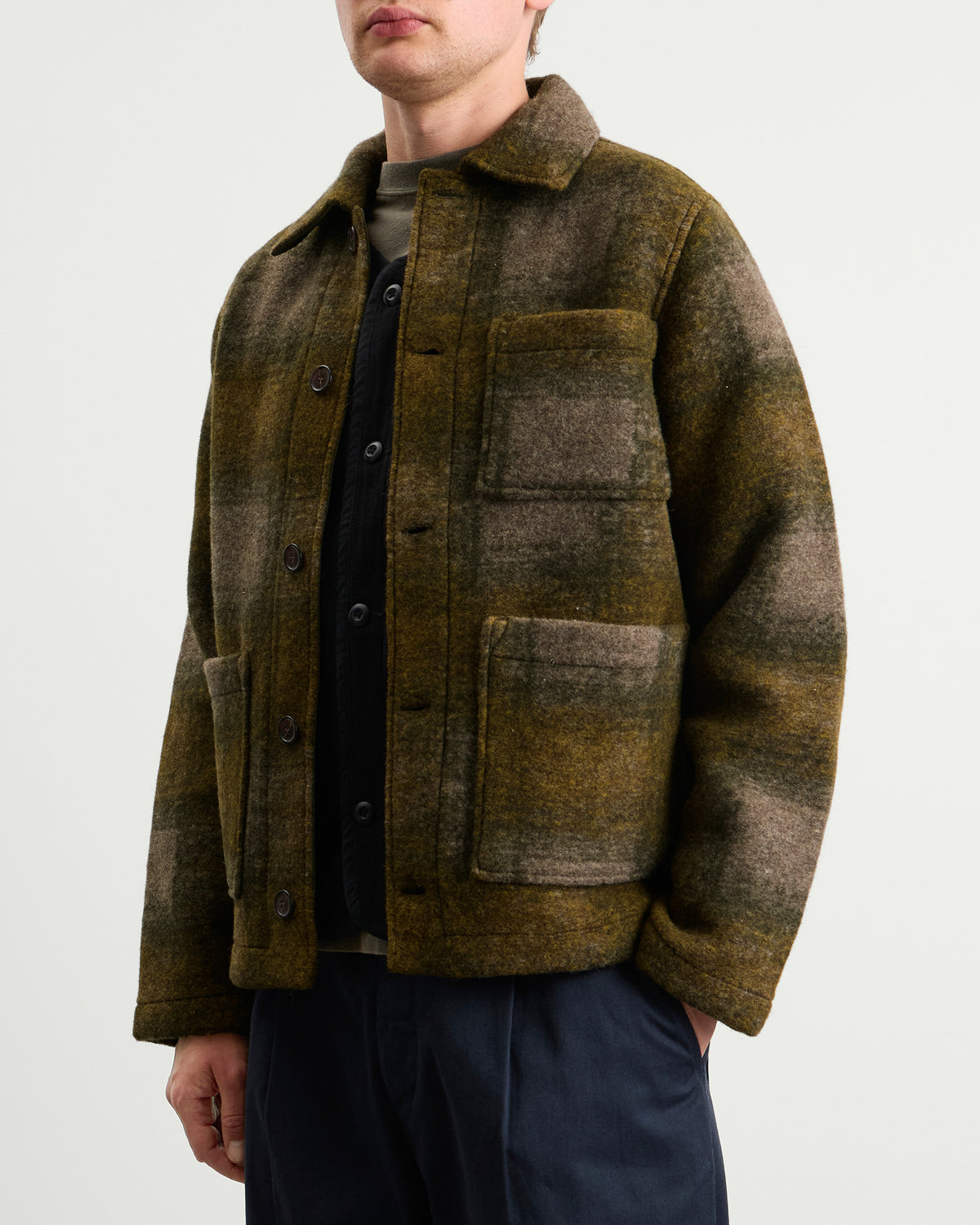Universal Works Techno Melton Check Tag Jacket