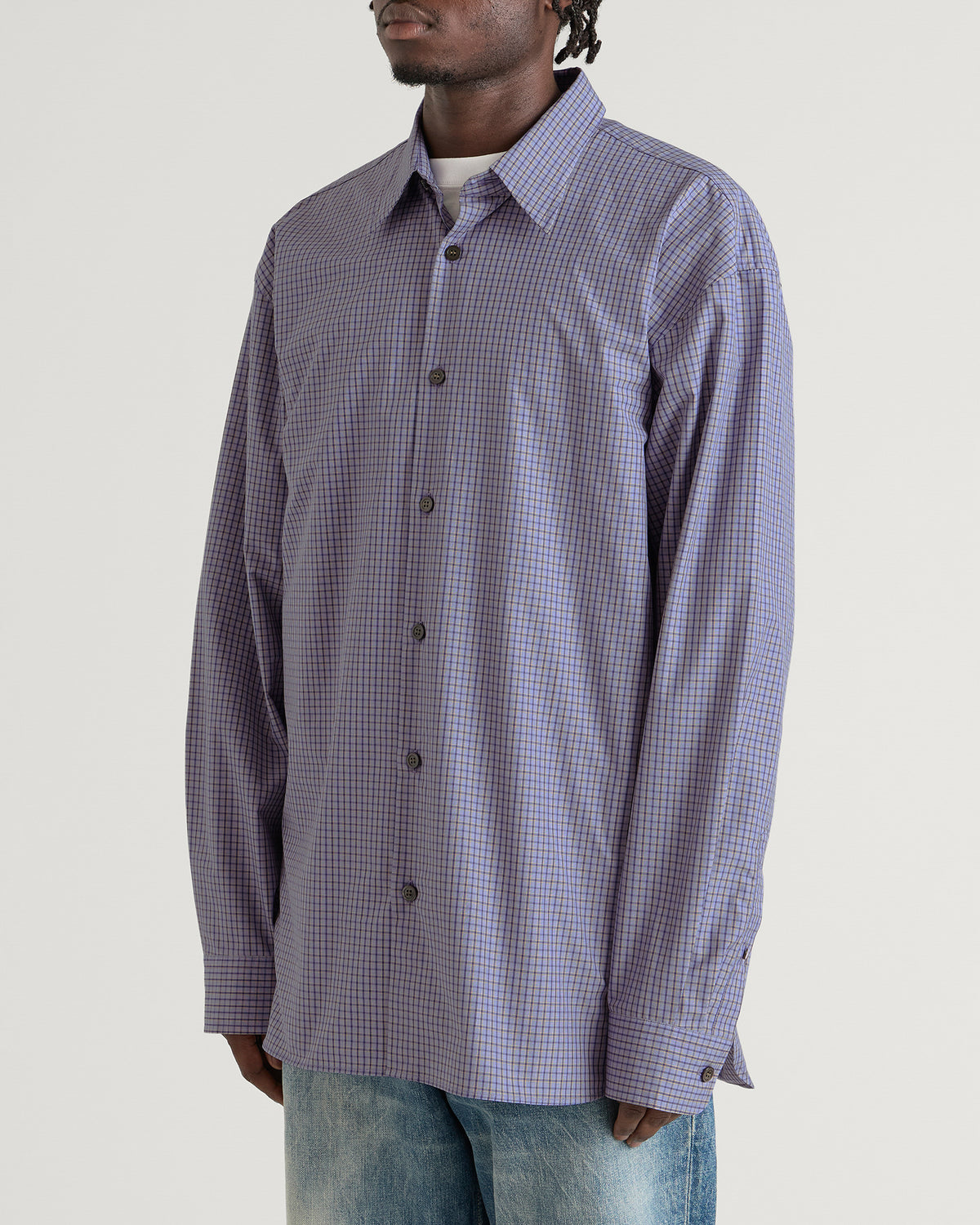 Dries Van Noten Croom Micro Check Cotton Shirt