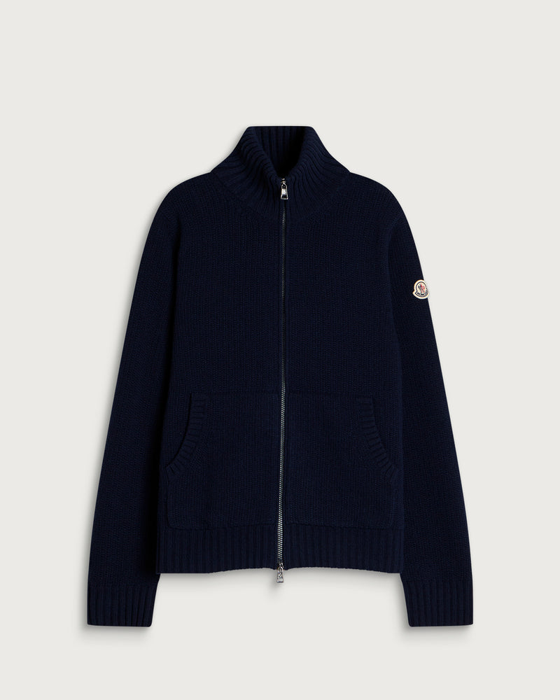 Moncler Zip Through Ribbed Jumper