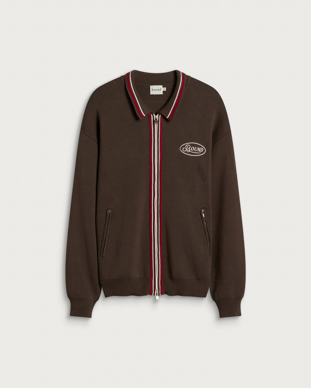 Bound Retro Disc Knit Zip Polo