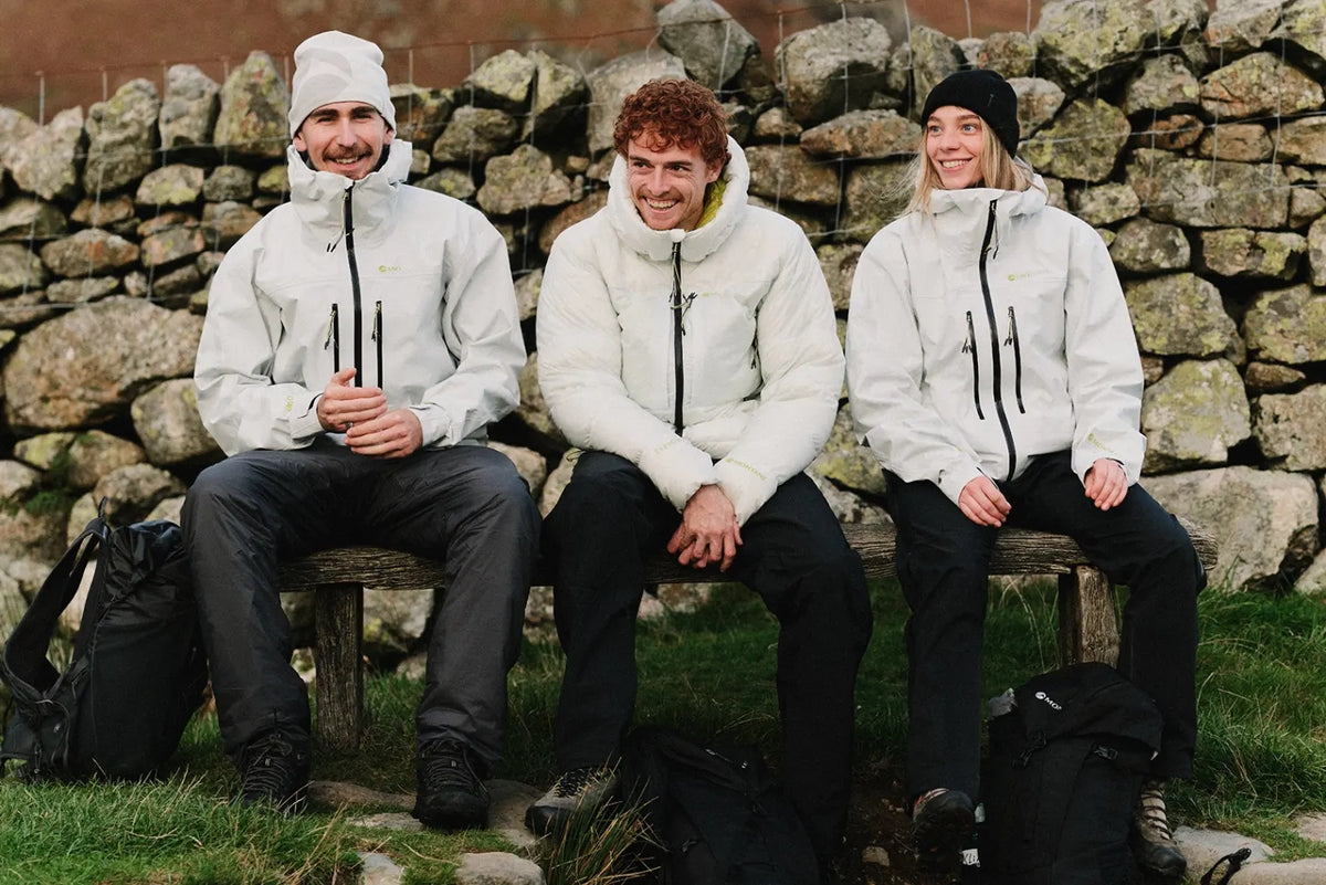 Three people wearing END. x Montane outerwear.