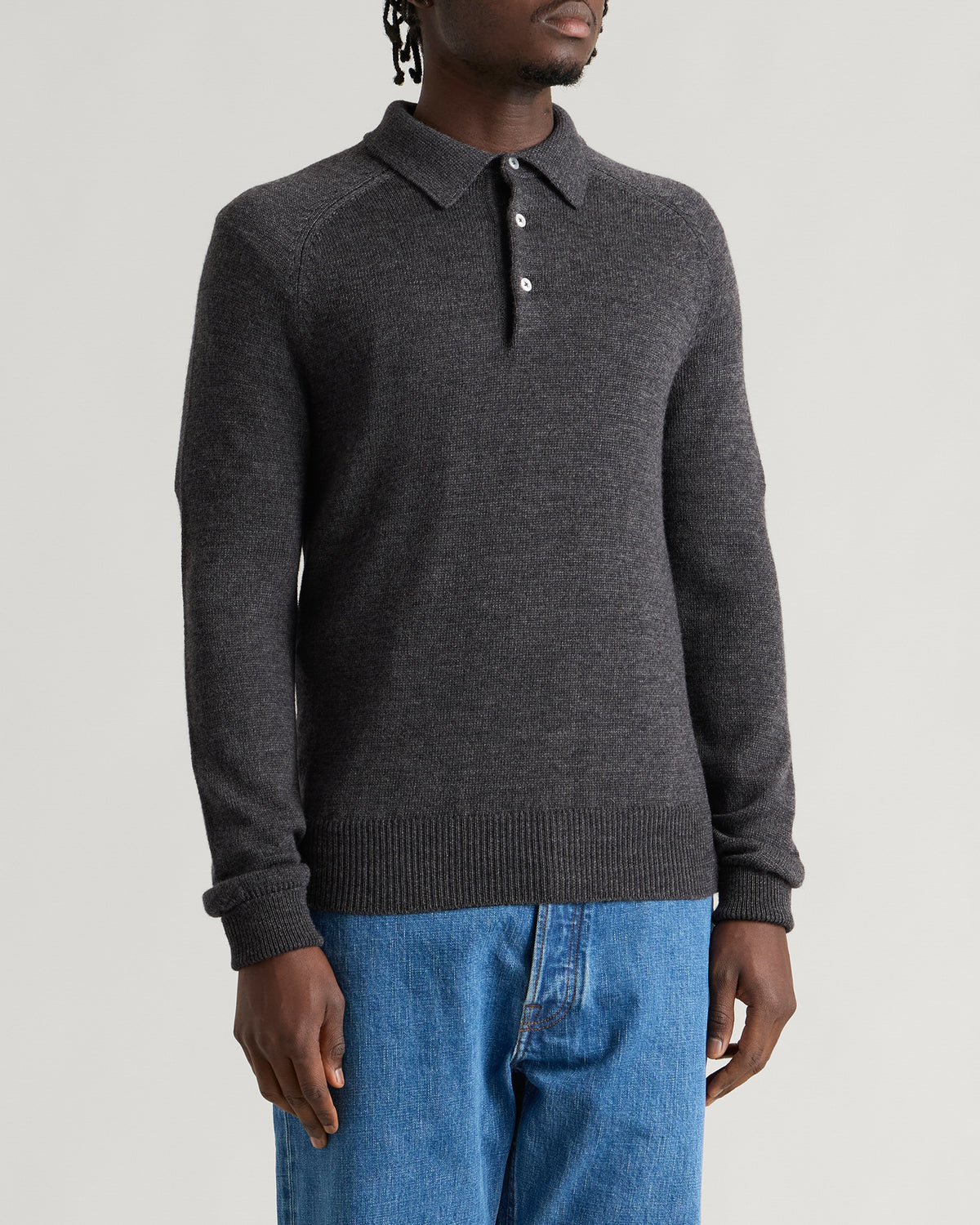 Drake's Long Sleeve Merino Wool Knitted Polo