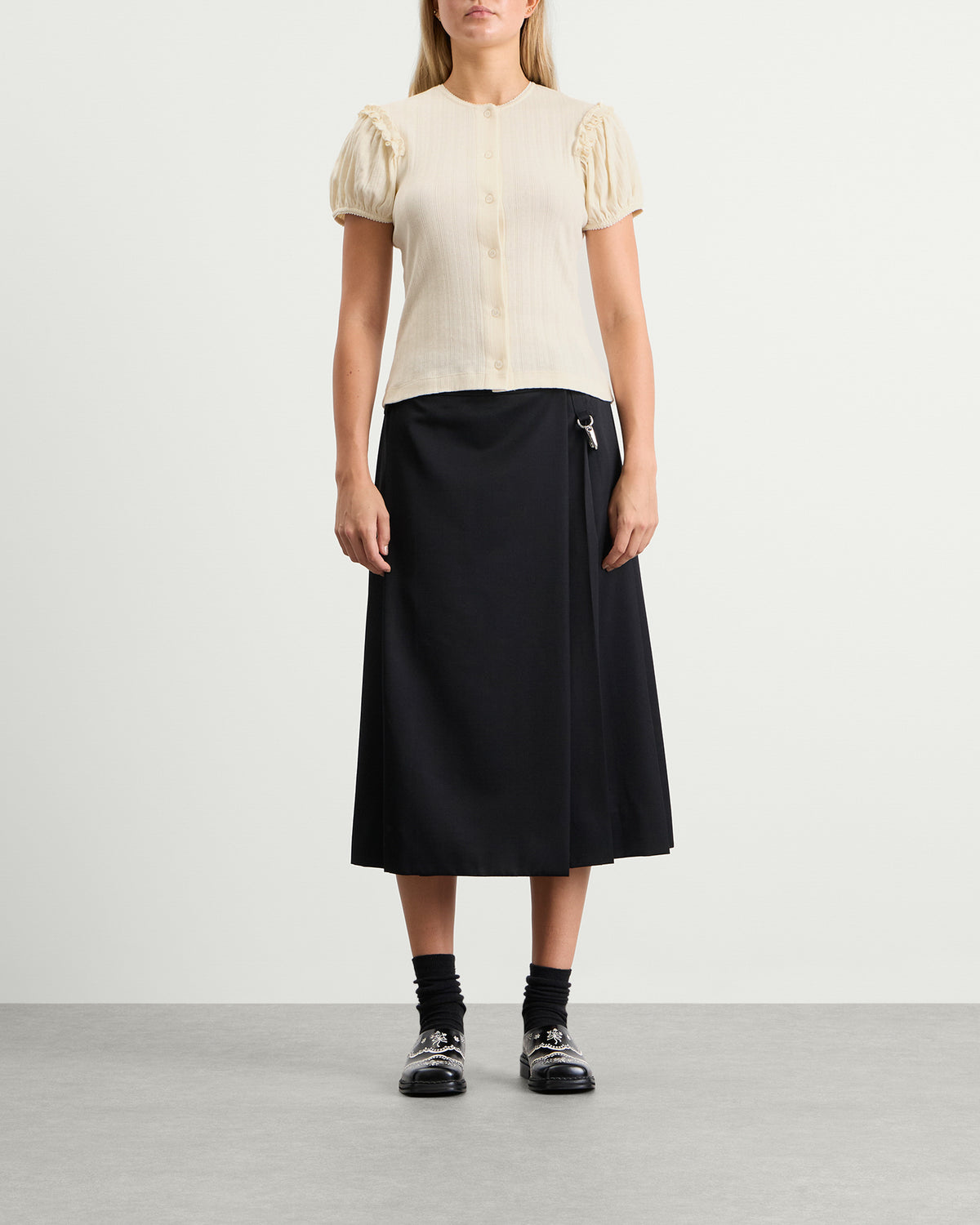 Simone Rocha Pointelle Puff Sleeve Cardigan