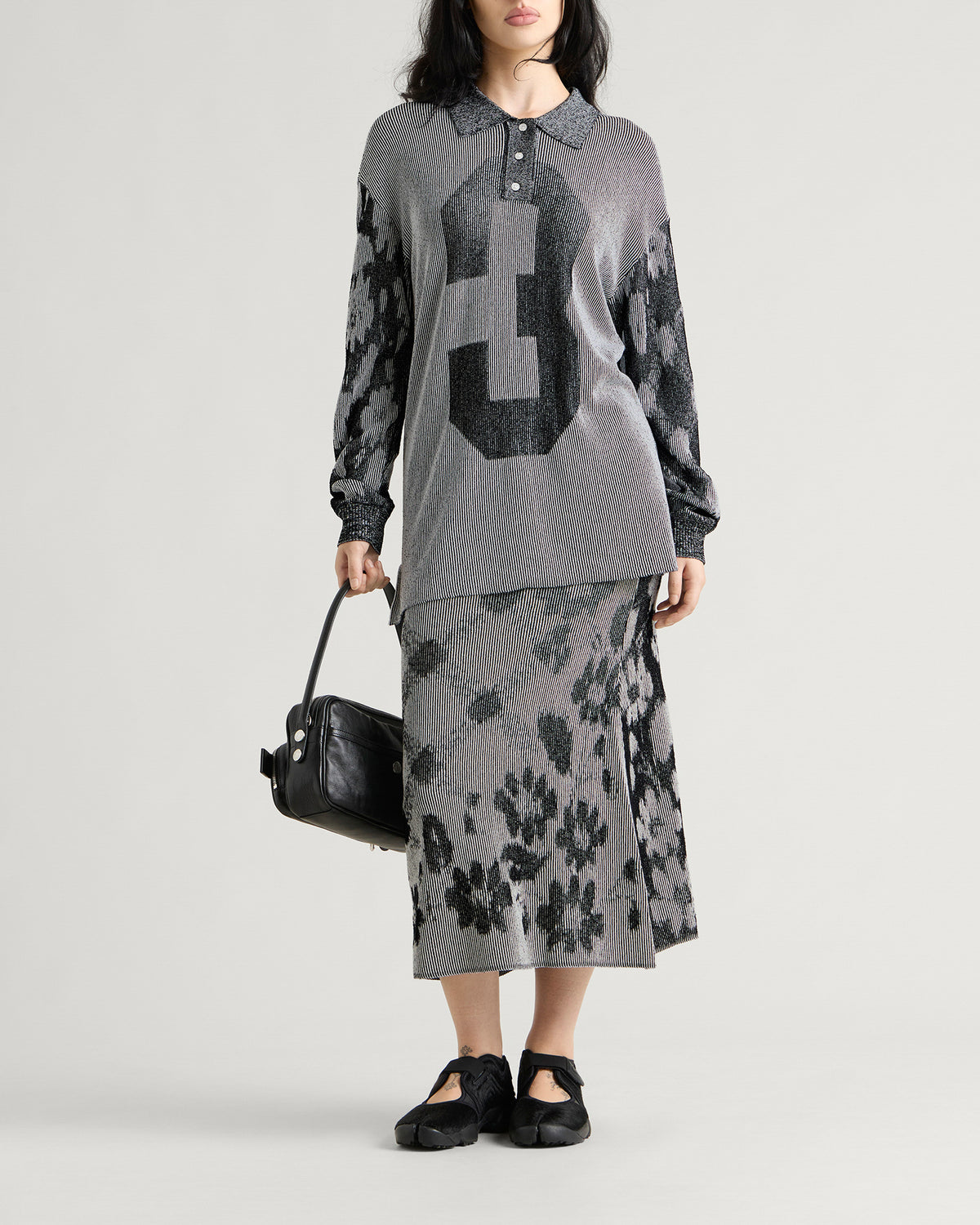 Paolina Russo Illusion knit Long Sleeve Polo