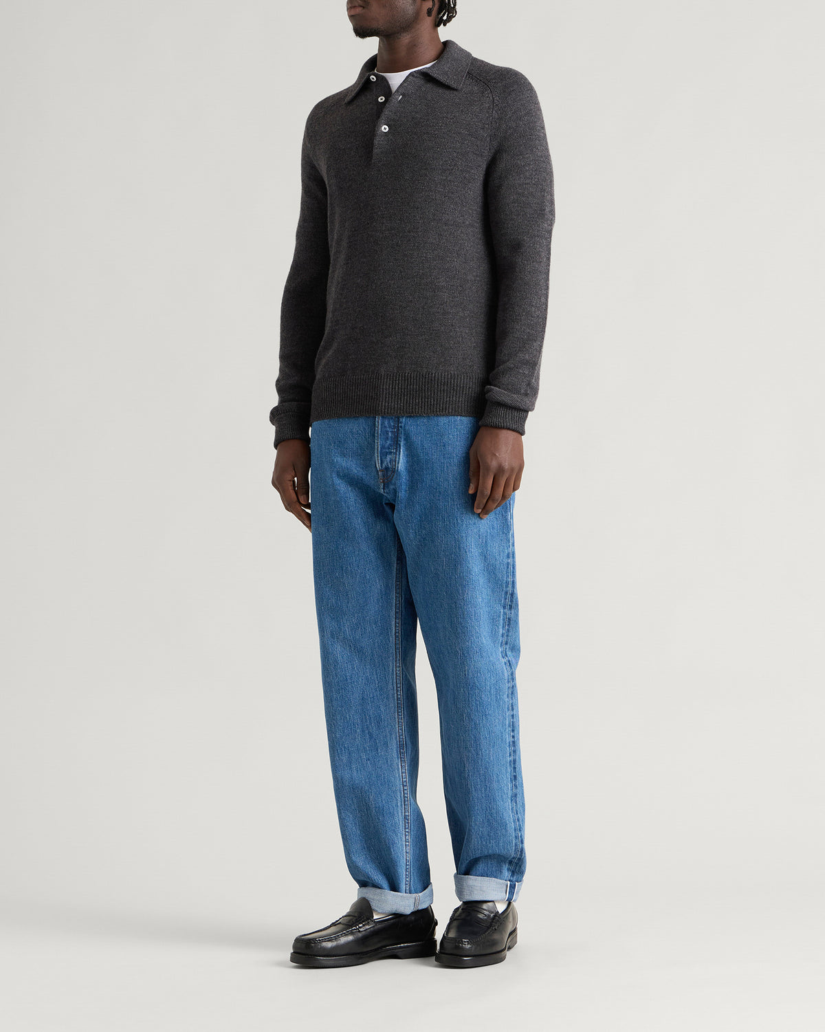 Drake's Long Sleeve Merino Wool Knitted Polo