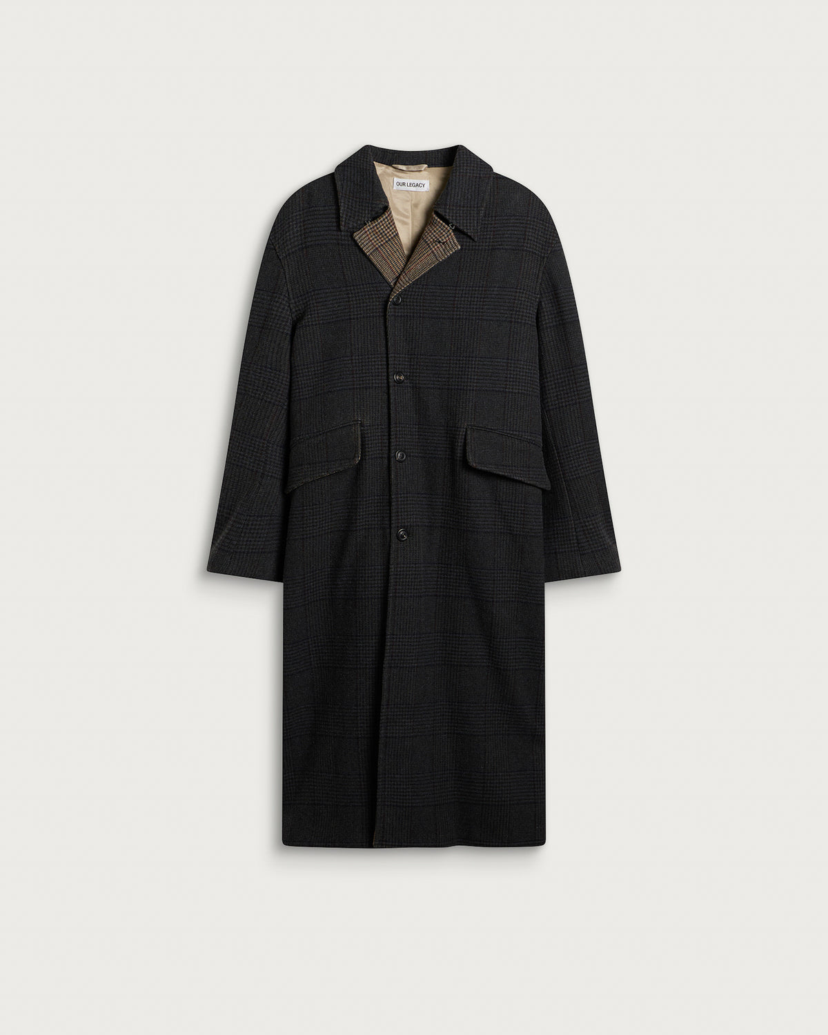 Our Legacy Bishop Check Tempered Wool Collapse Carcoat