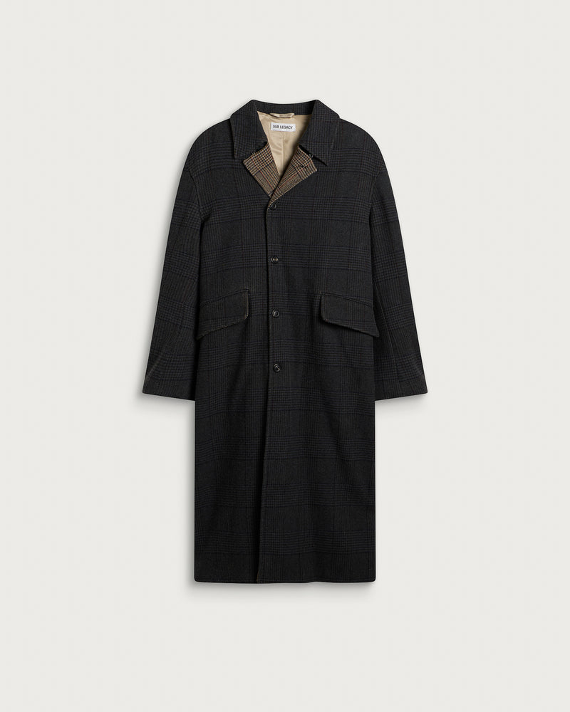 Our Legacy Bishop Check Tempered Wool Collapse Carcoat