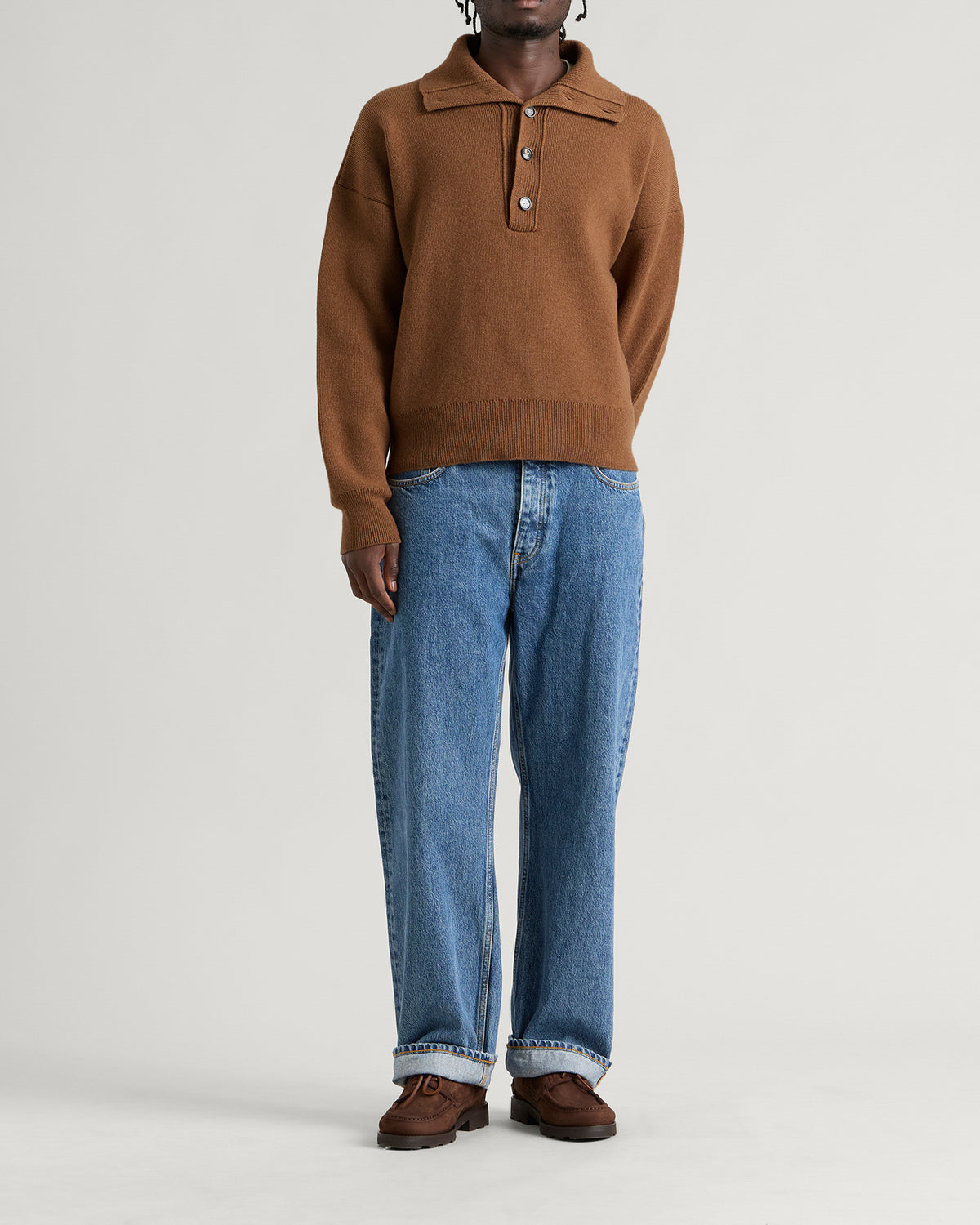 AMI Paris Compact Wool Buttoned Collar Jumper