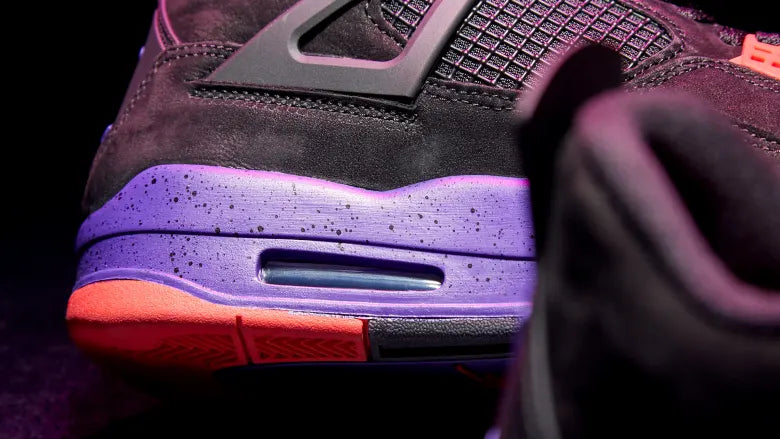 The sole of the Nike Air Jordan 4 Retro Raptors