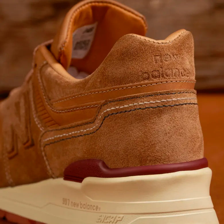 The heel of the New Balance x Red Wing M997RW sneaker.