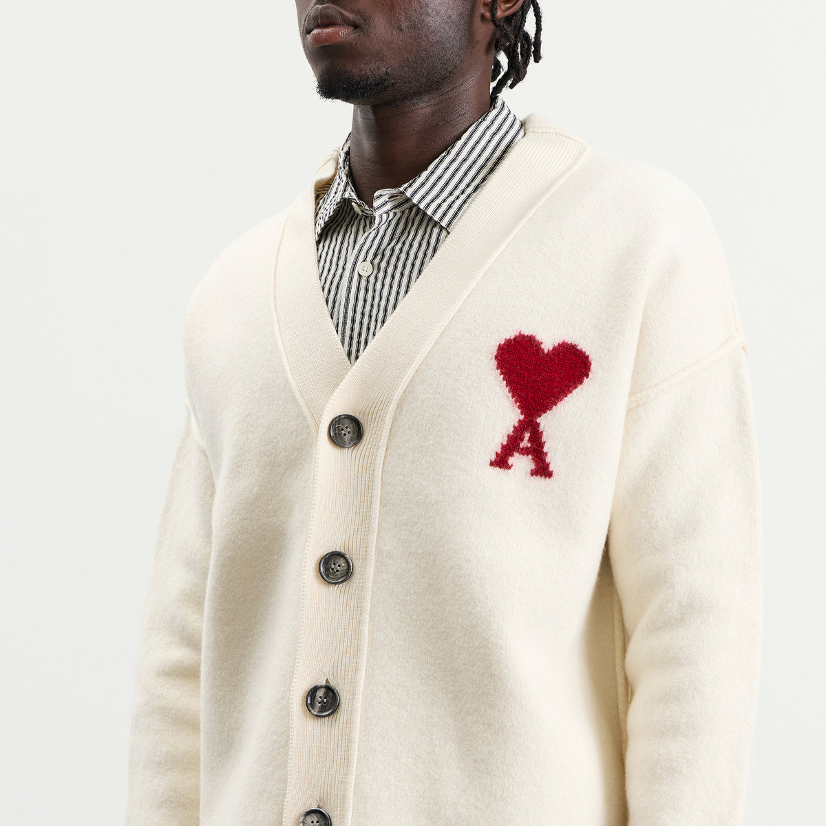 AMI Paris Cardigan With Contrasted Ami De Coeur