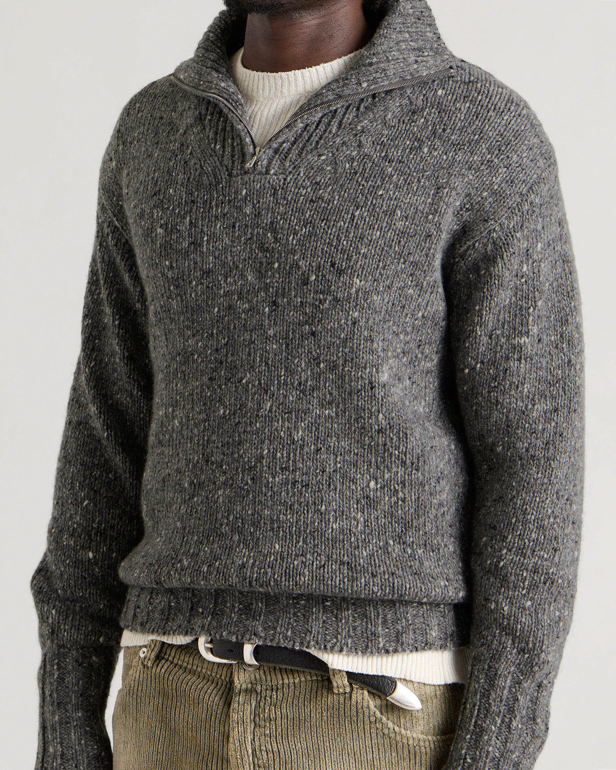 Auralee Homespun Tweed Knit Zip Jumper