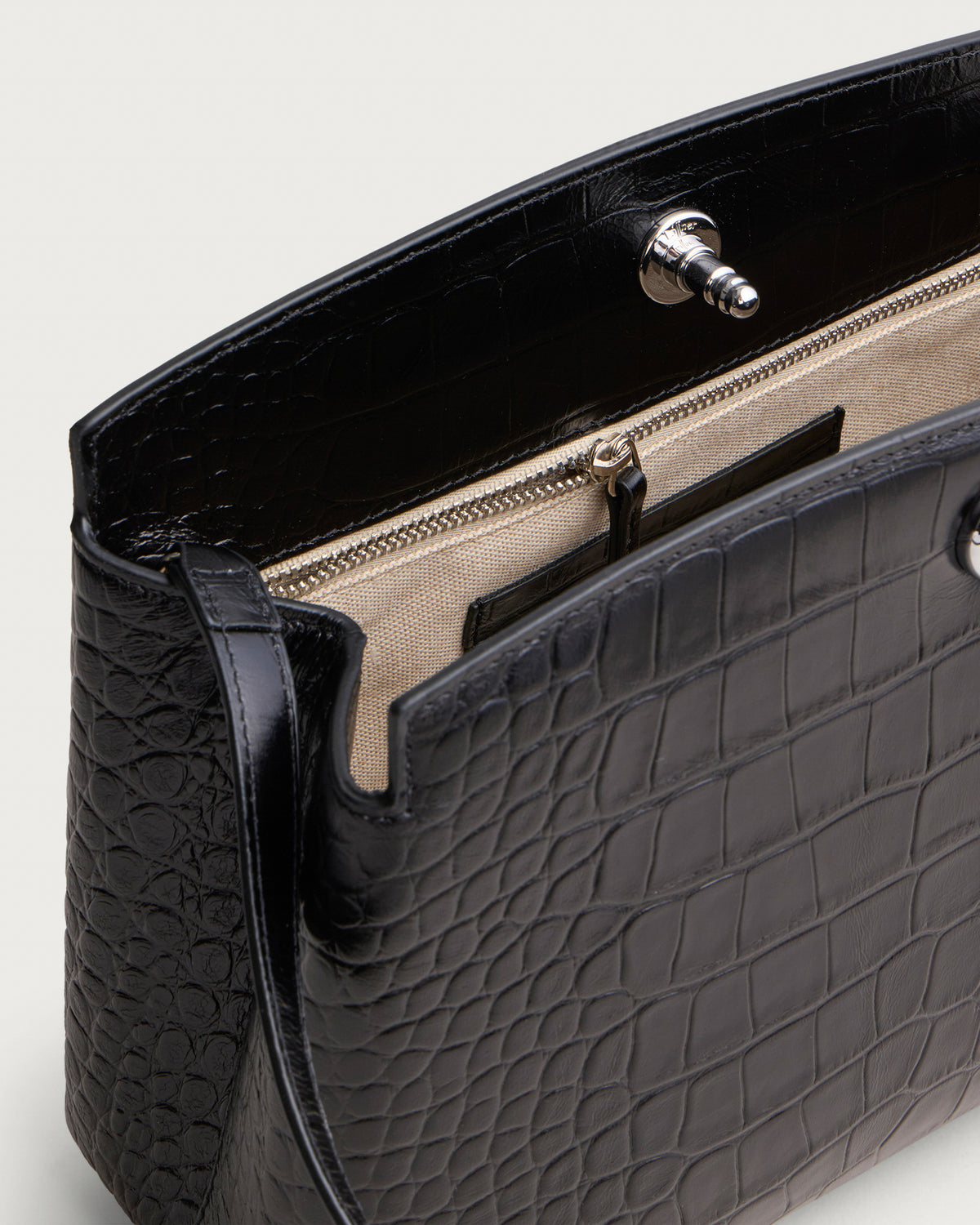 Liffner Pushlock Pouch Croc Embossed Shoulder Bag