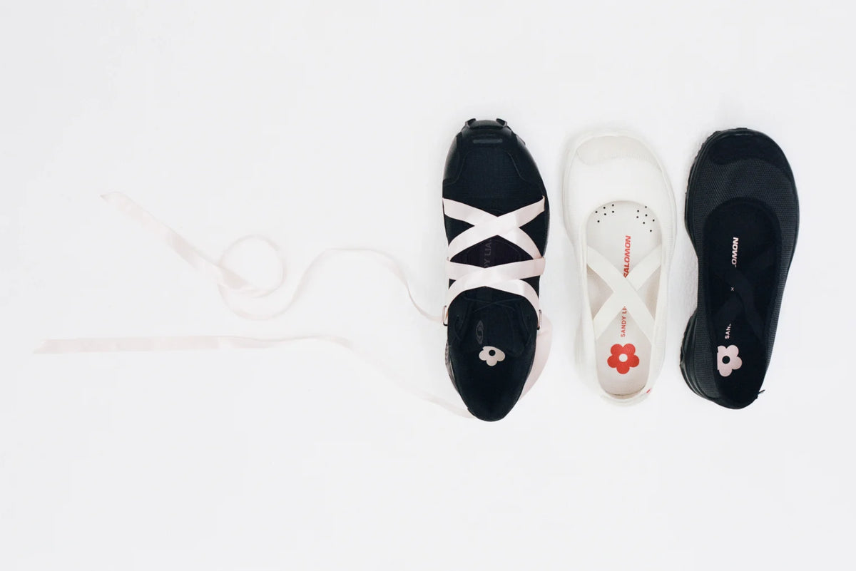 The Salomon x Sandy Liang collaboration footwear.