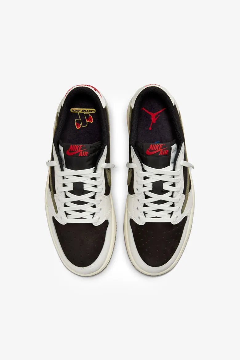 Travis Scott Air Jordan 1 Low "Olive" sneakers.