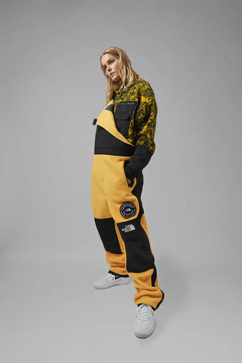 Woman wearing The North Face Seven Summits fleece suit