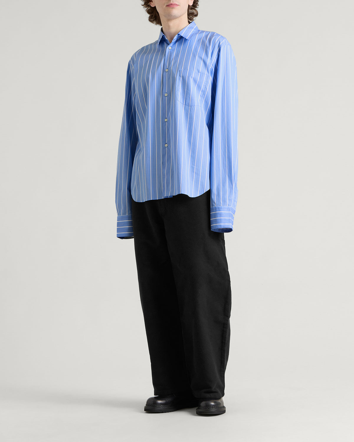 Comme des Garçons Homme Plus Stripe Shirt with Lace inlay