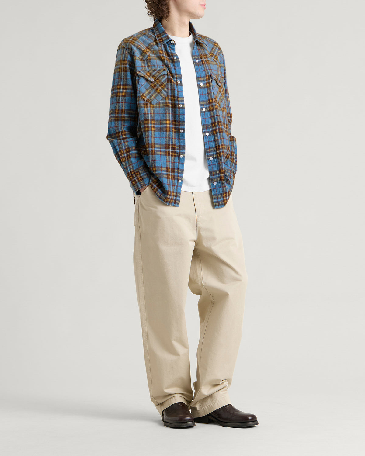 Carter Young Washed Flannel Western Shirt