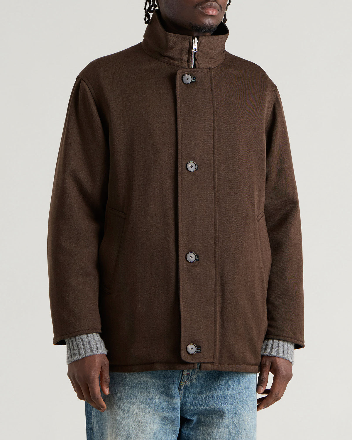 Auralee Reversible Wool Leather Coat