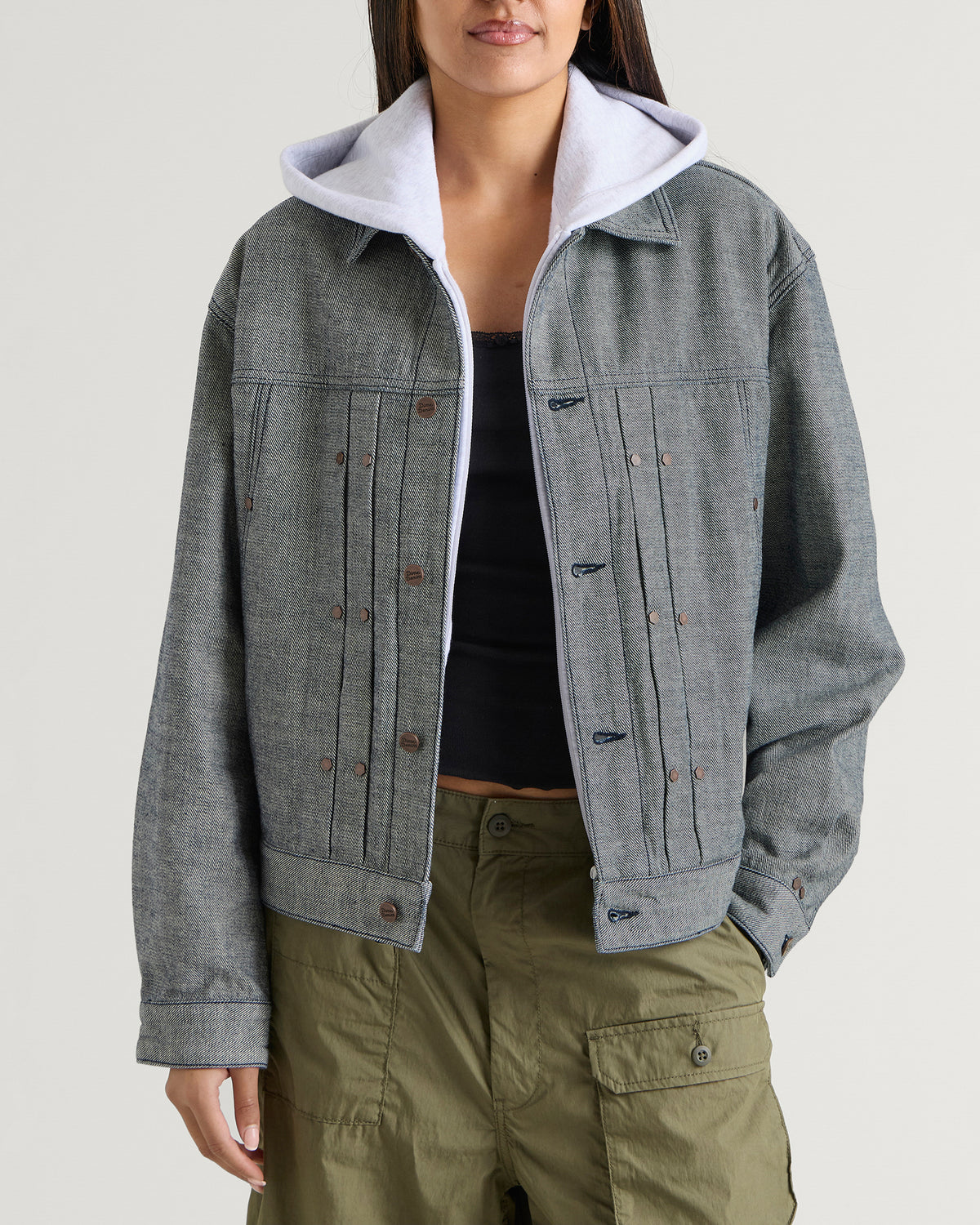 Dime Pleated Denim Jacket