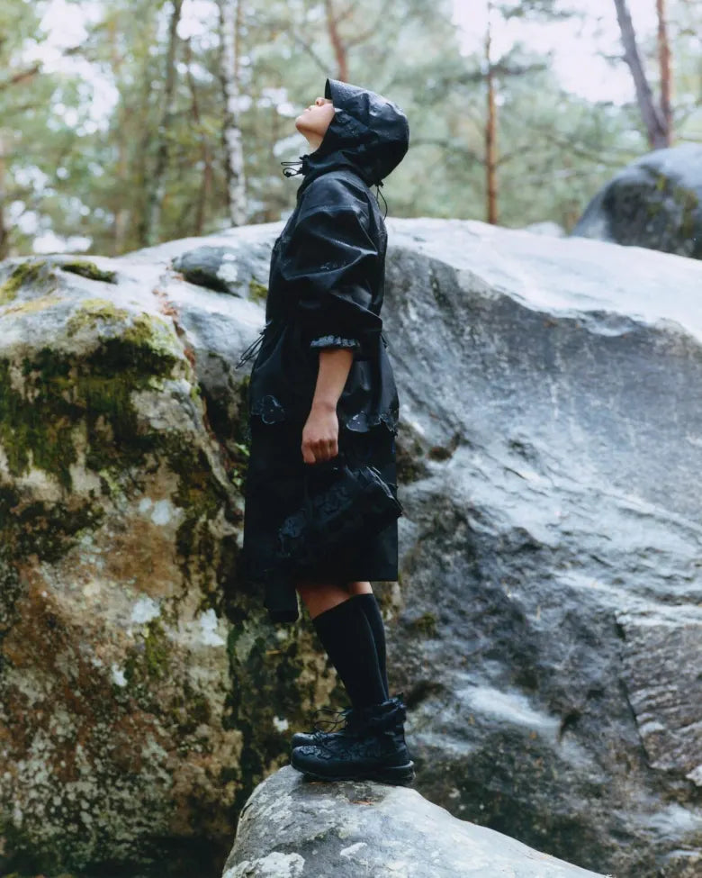 Photoshoot displaying outdoor clothing from Cecilie Bahnsen’s debut collaboration with outdoor experts The North Face