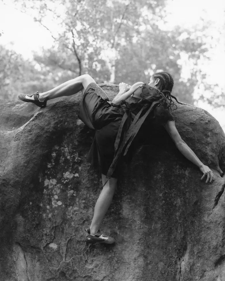 Photoshoot displaying outdoor clothing from Cecilie Bahnsen’s debut collaboration with outdoor experts The North Face