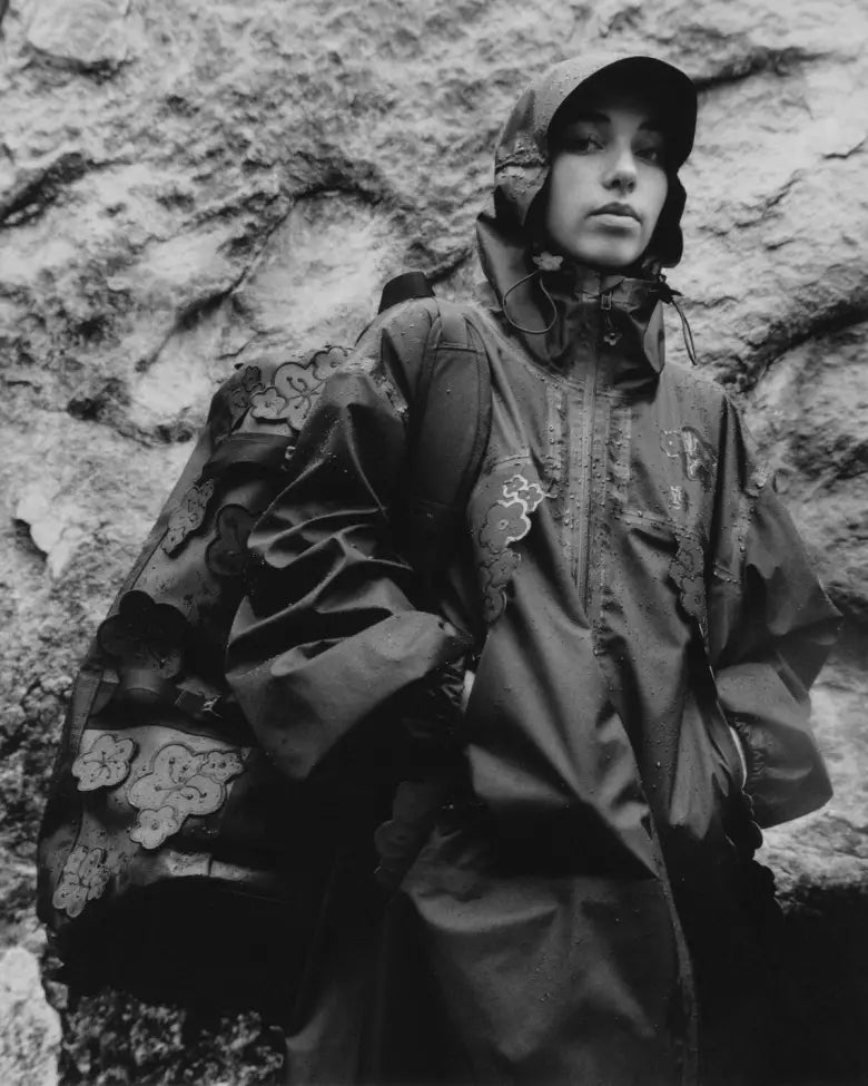 Photoshoot displaying outdoor clothing from Cecilie Bahnsen’s debut collaboration with outdoor experts The North Face