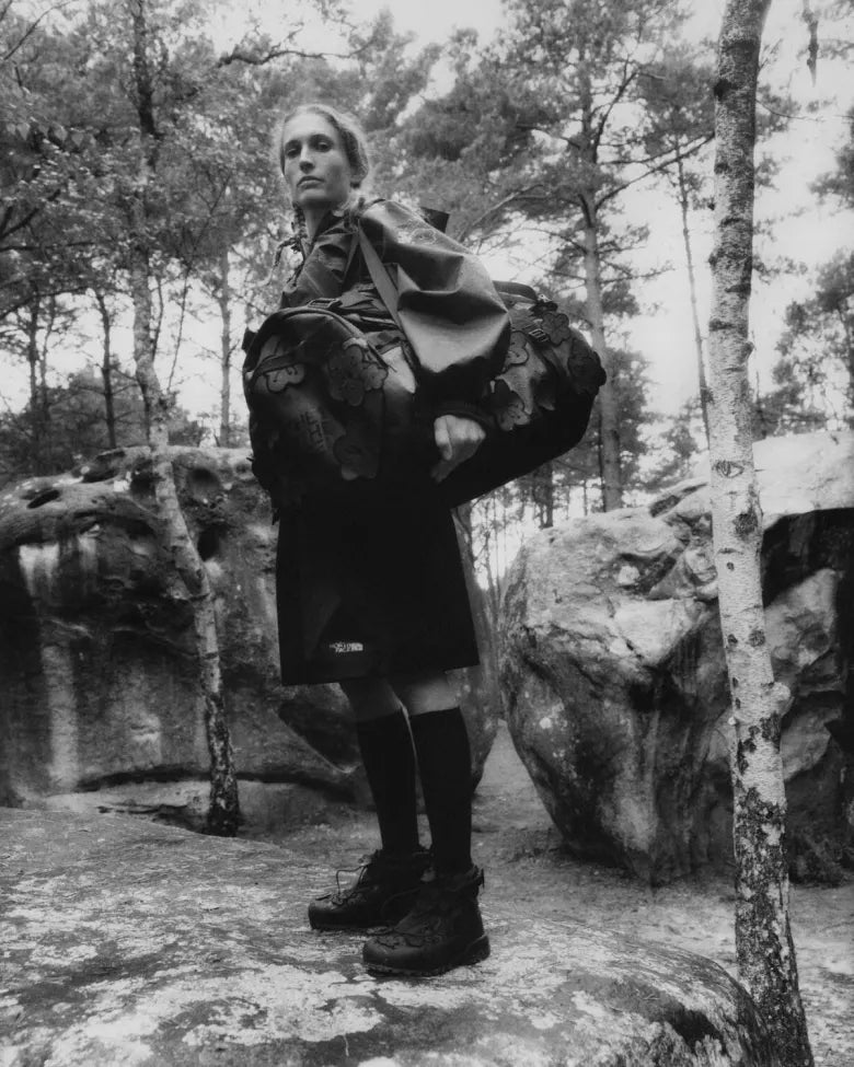 Photoshoot displaying outdoor clothing from Cecilie Bahnsen’s debut collaboration with outdoor experts The North Face