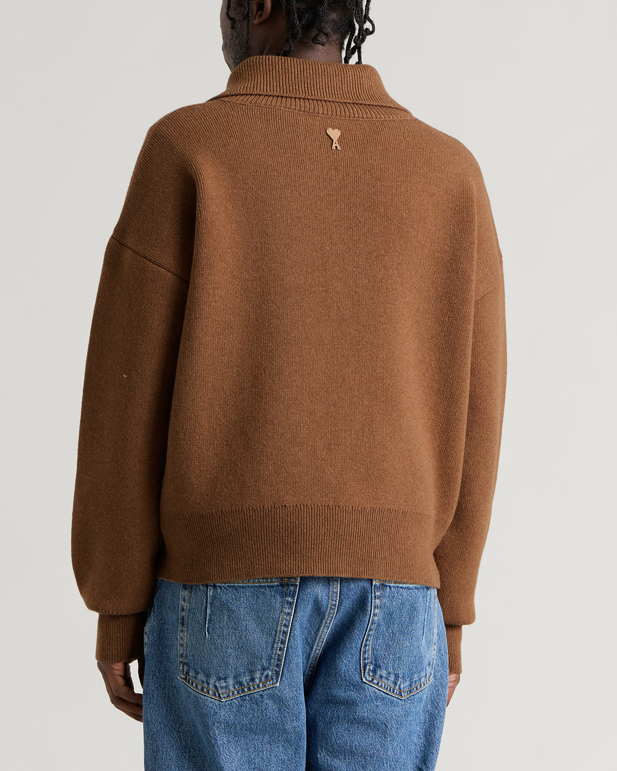 AMI Paris Compact Wool Buttoned Collar Jumper