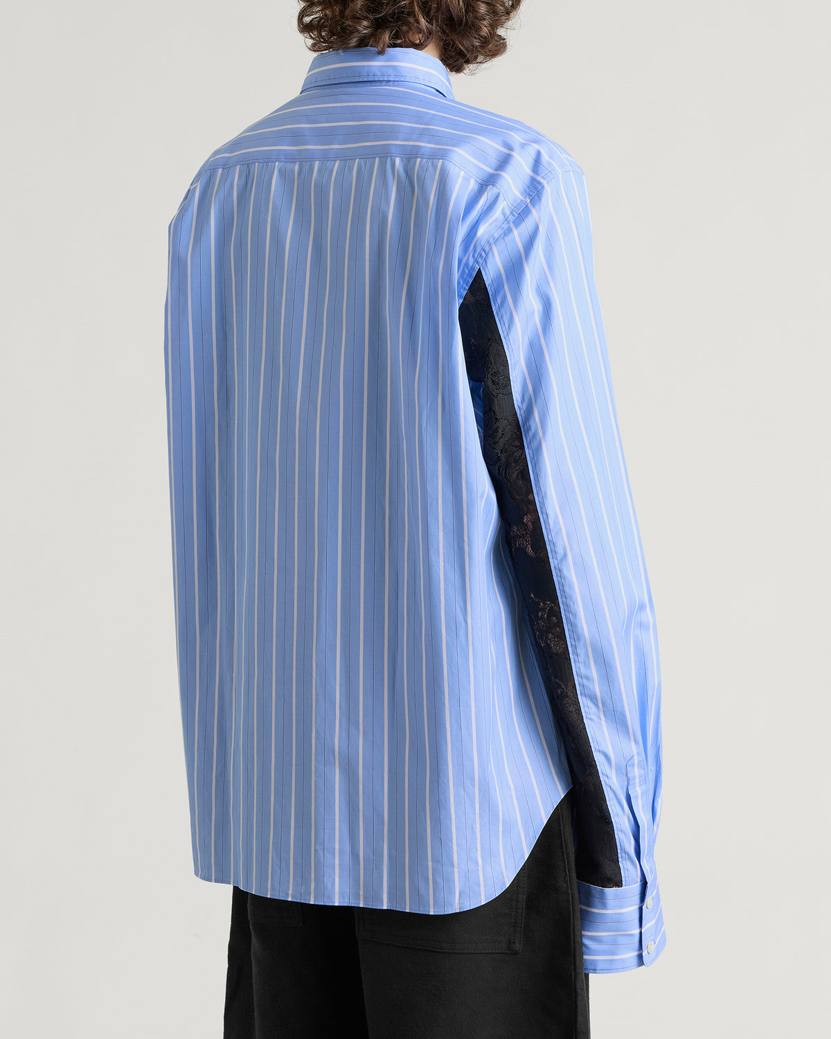 Comme des Garçons Homme Plus Stripe Shirt with Lace inlay