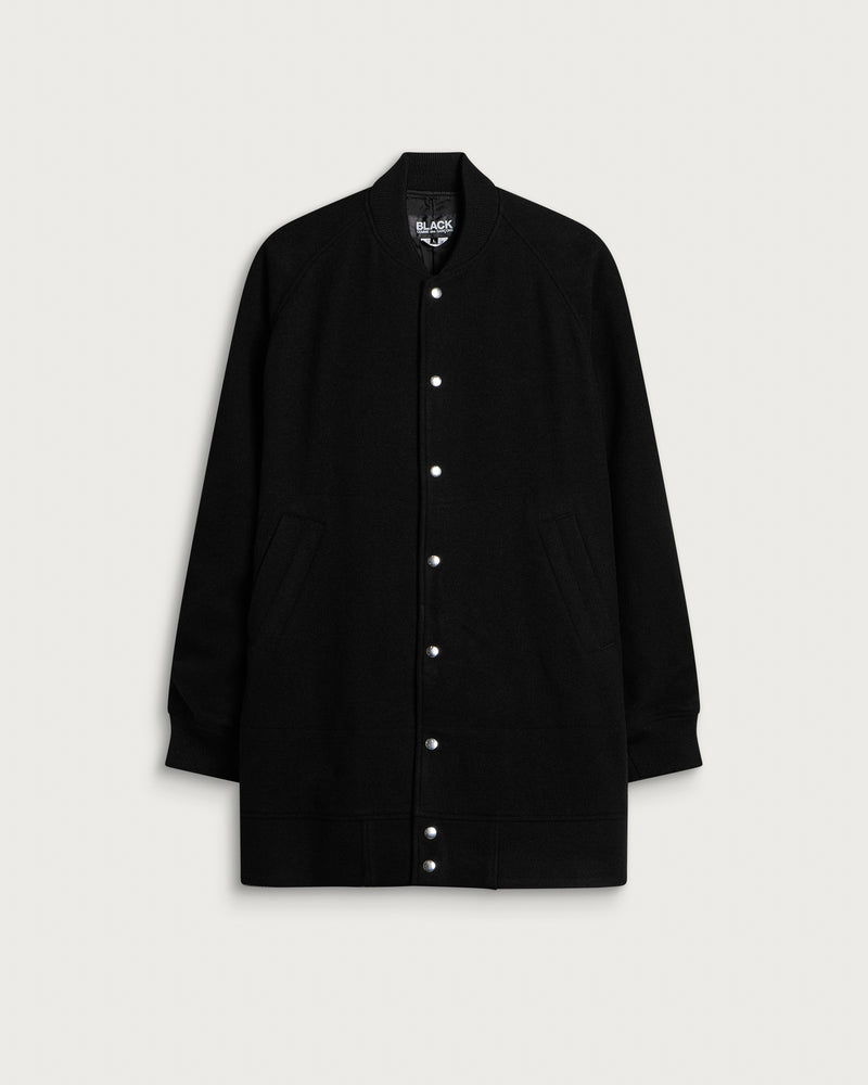 Comme des Garçons Black Wool Nylon Asymmetric Long Bomber Ja