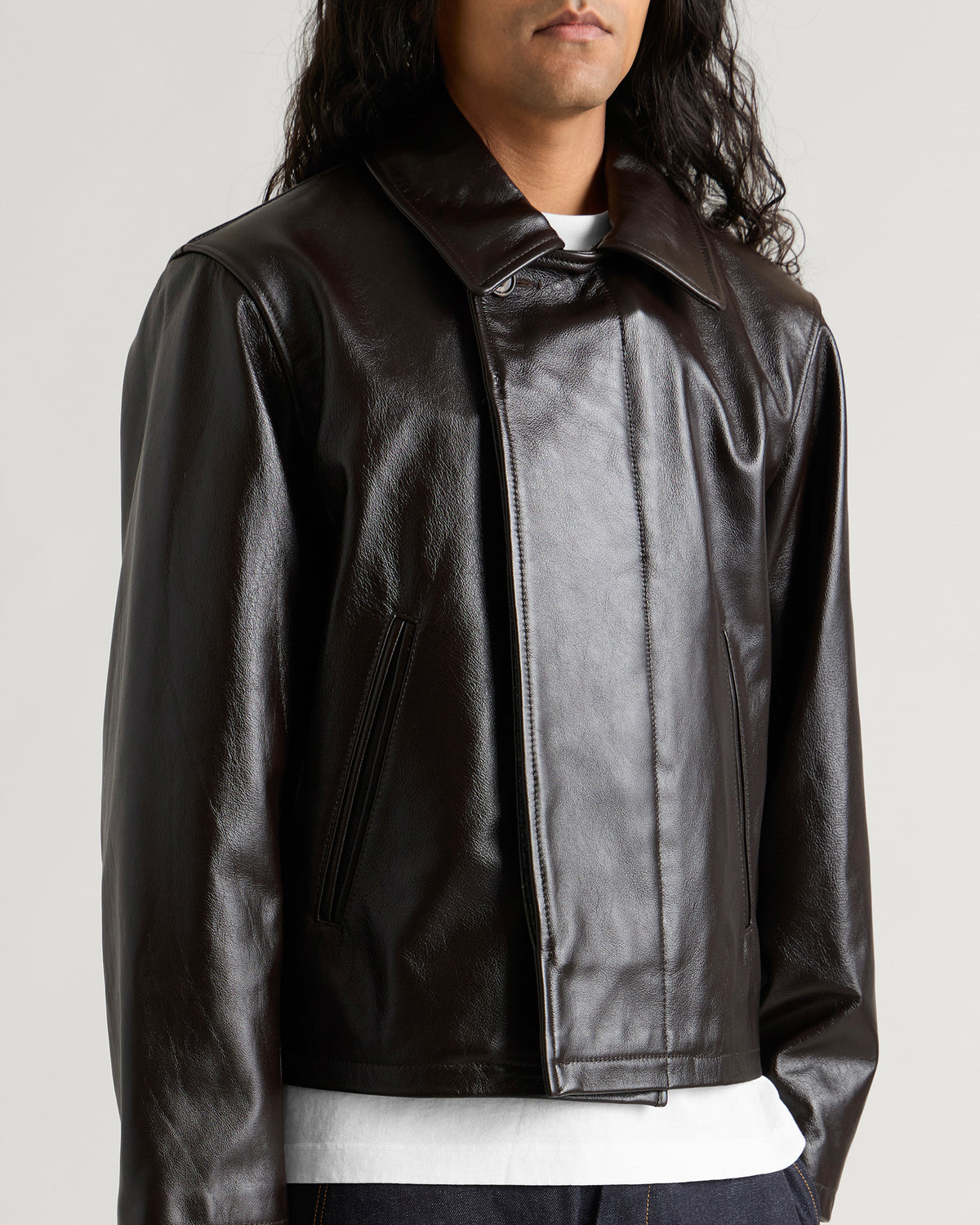 Sage Nation Fold Leather Blouson