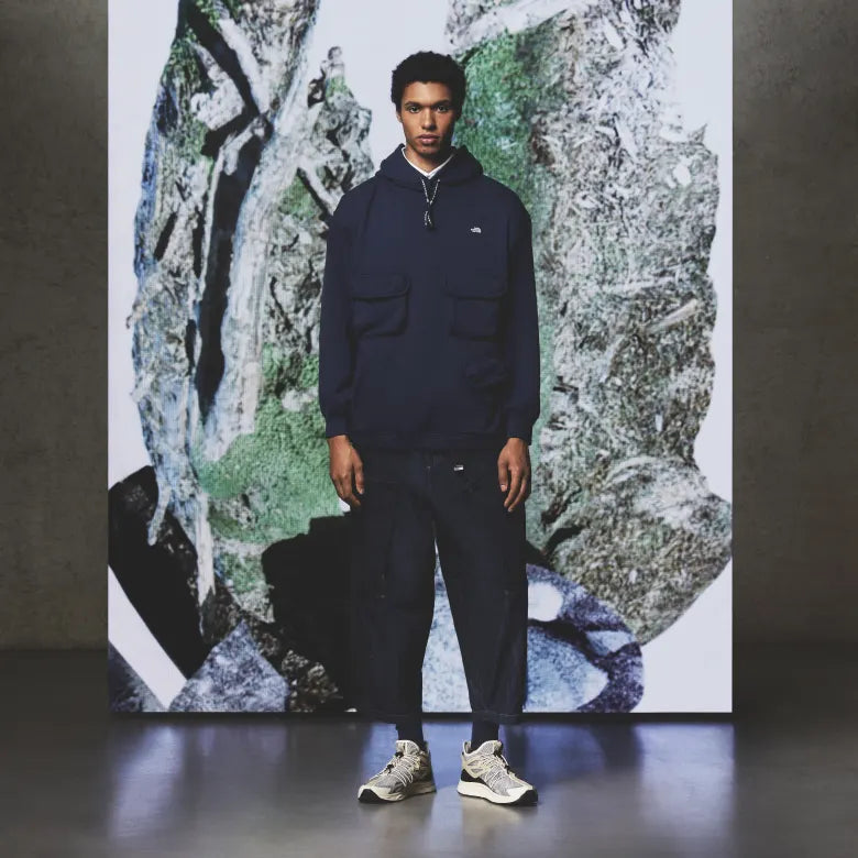 Male wearing The North Face outdoor clothing from the Urban Exploration SS23 collection