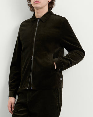 Les Deux Corduroy Zipper Coach Jacket Rosin Green – END.