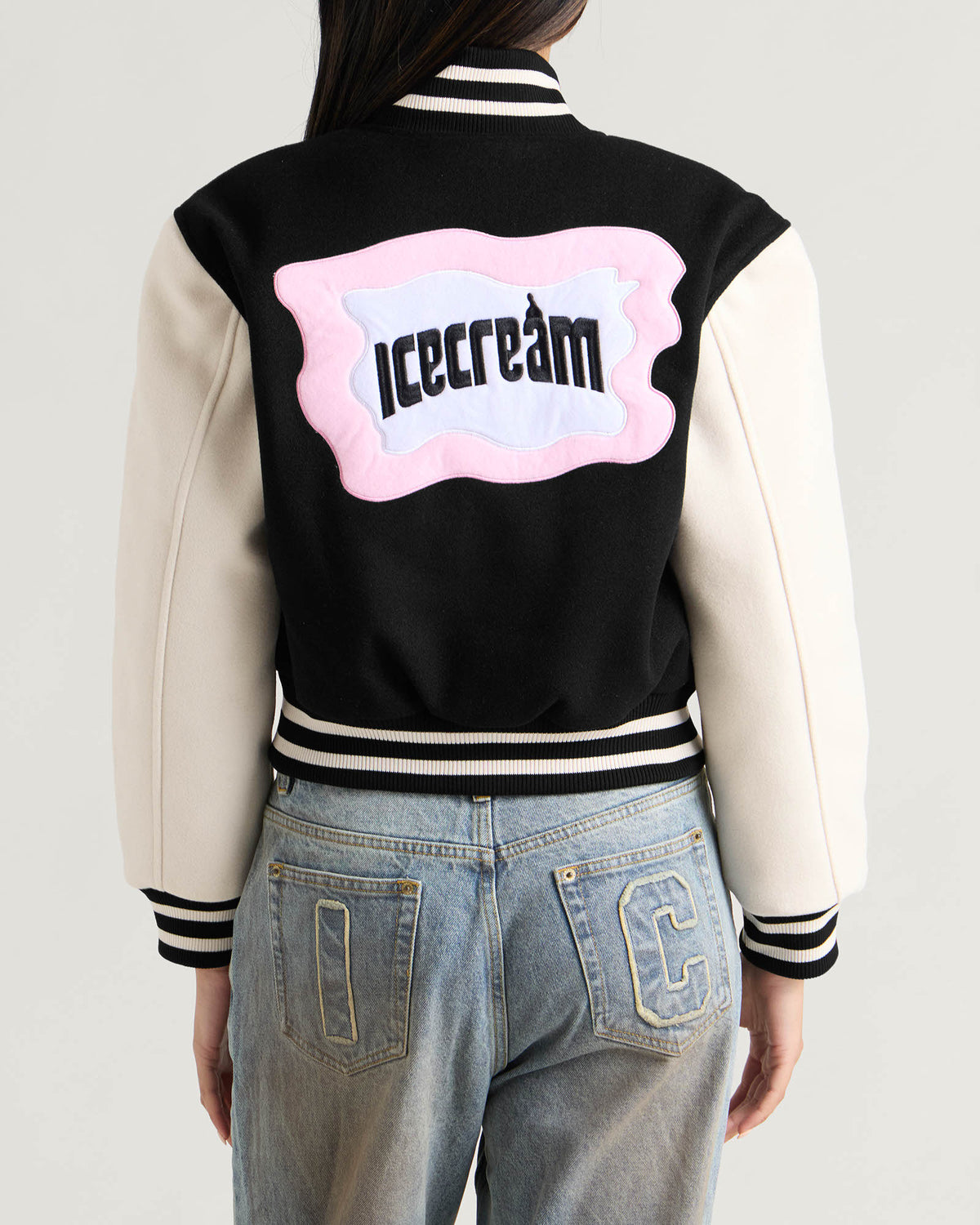ICECREAM Cropped Varsity Jacket