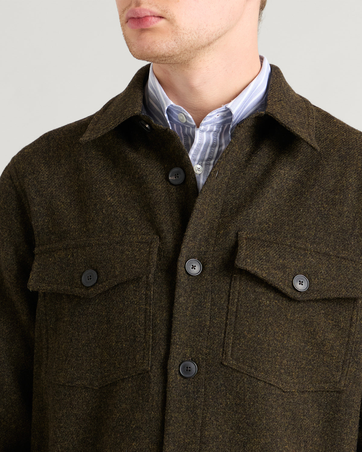 Portuguese Flannel Wool Field Tweed Overshirt
